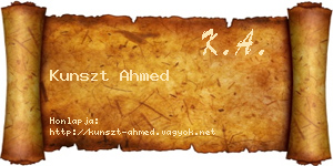 Kunszt Ahmed névjegykártya